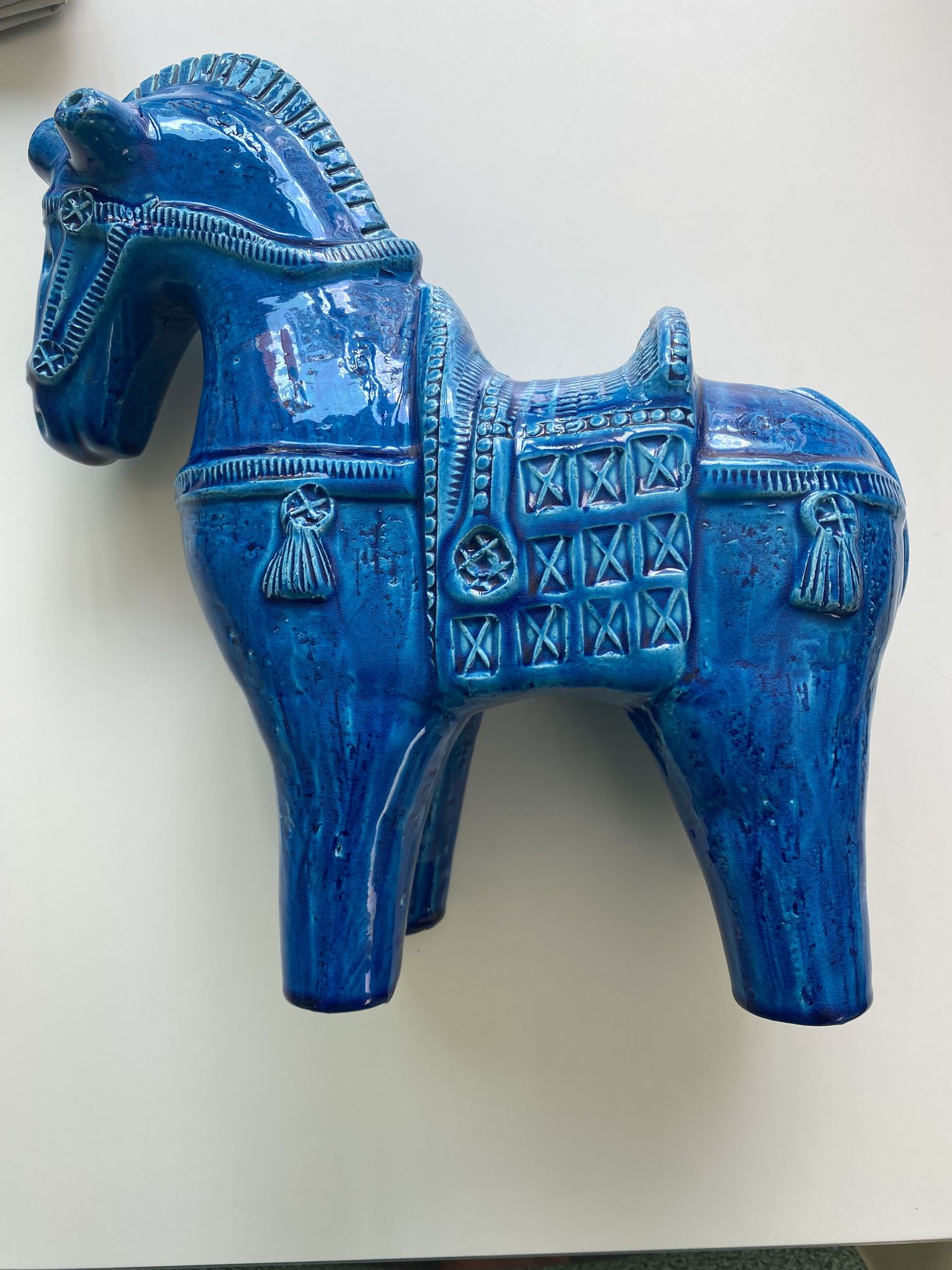 Bitossi Rimini Bleu 32cm cheval de Troie