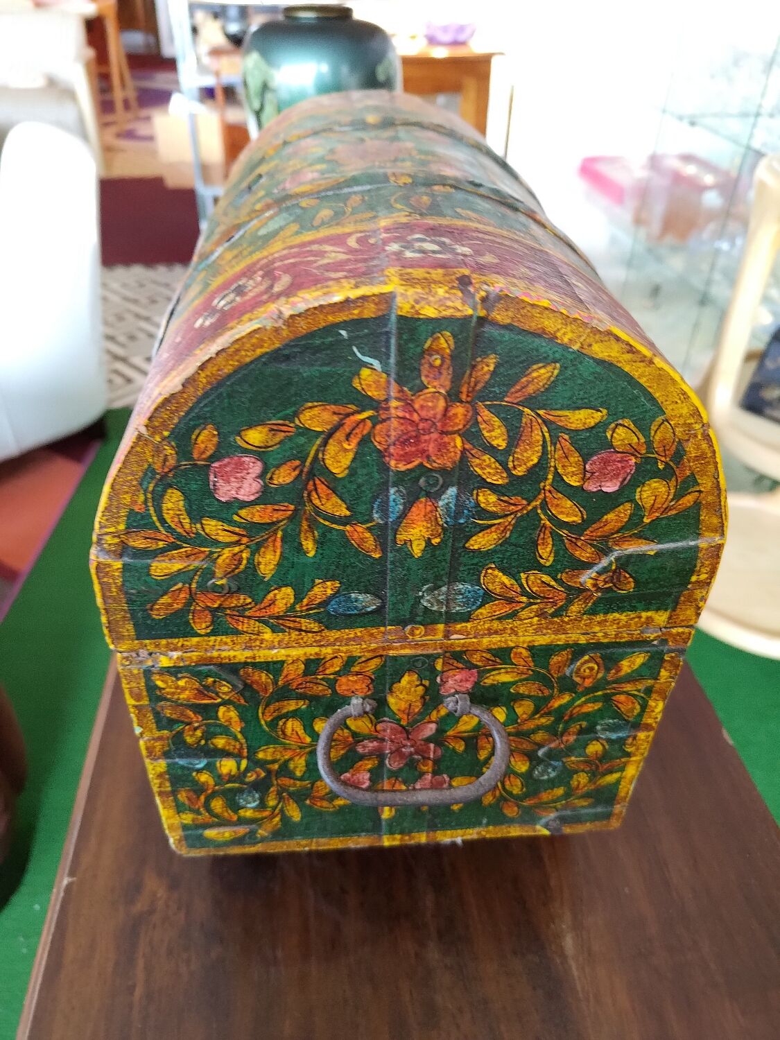 Indian wooden chest with wheels