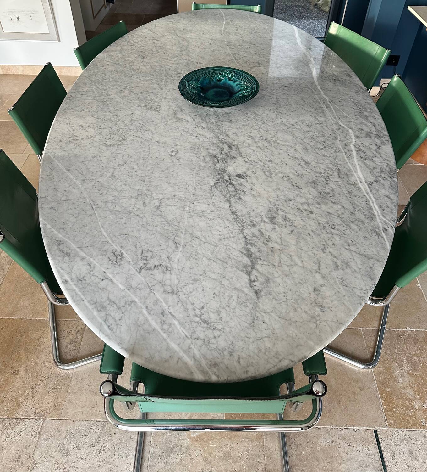 Set of 6 Chairs and 2 Matteo Grassi Armchairs in leather - rare "Basque" green