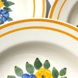 10 assiettes creuses en faïence HB Creil Montereau modèle "Fleuri"
