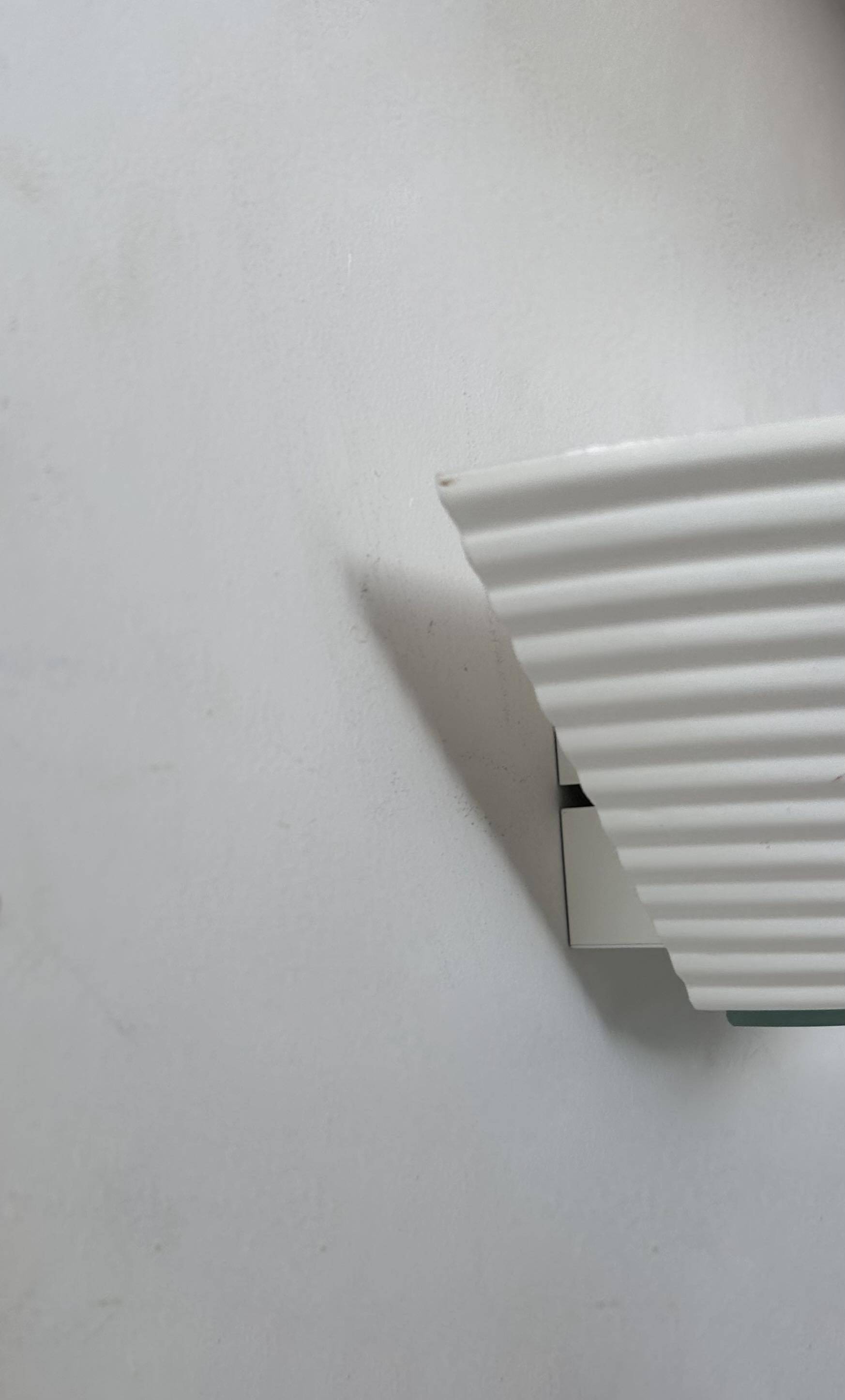 Vintage white lacquered metal and glass wall light, Denmark 1970s