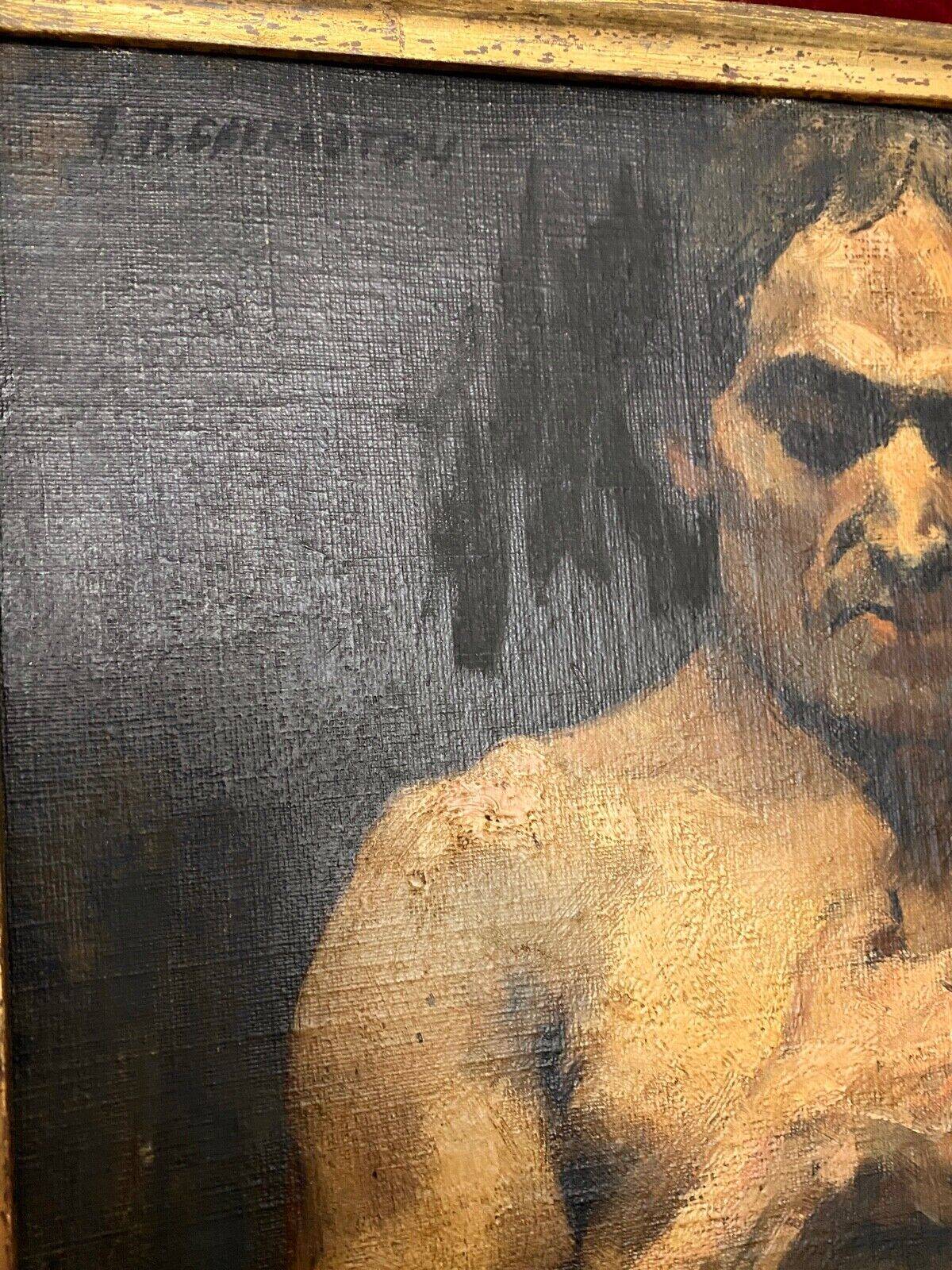 Oil on panel by Alain Beaufreton academic nude male