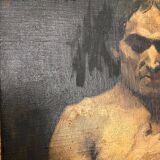 Oil on panel by Alain Beaufreton academic nude male