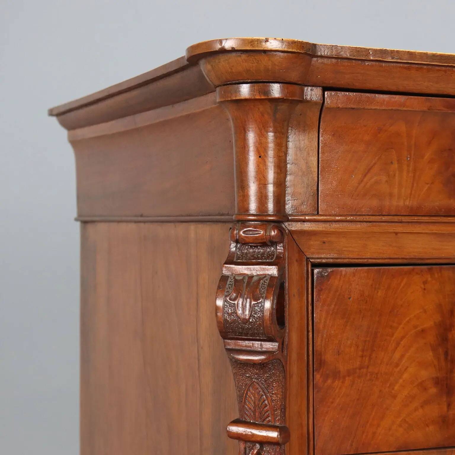 Antique Charles X mahogany commode, Genoa, 19th century