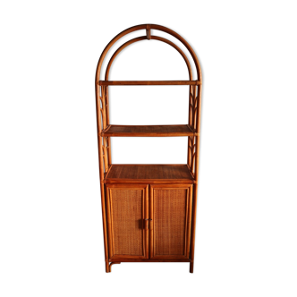Rattan and vintage bamboo shelf