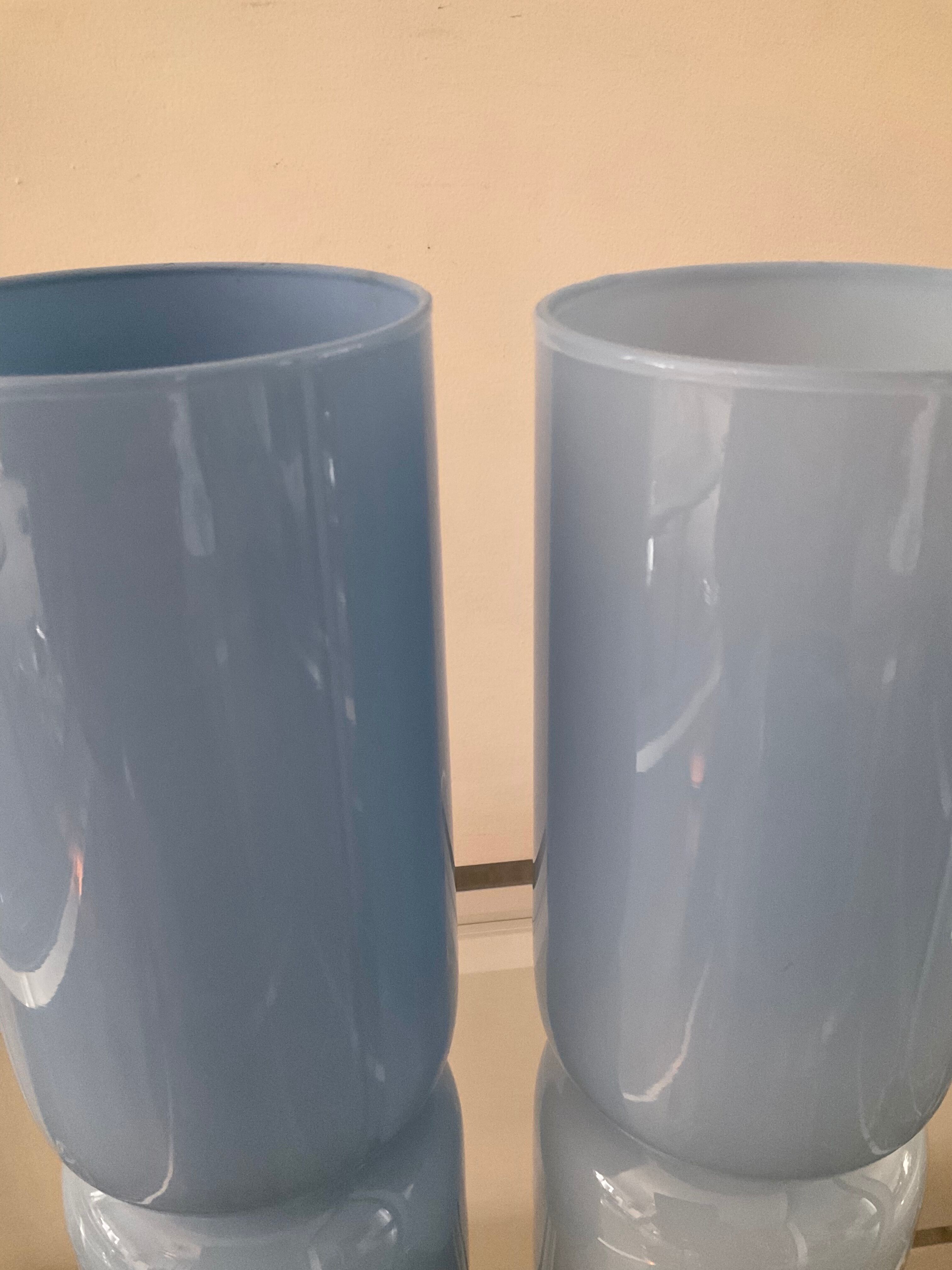 Pair of vintage lamps in blue glass