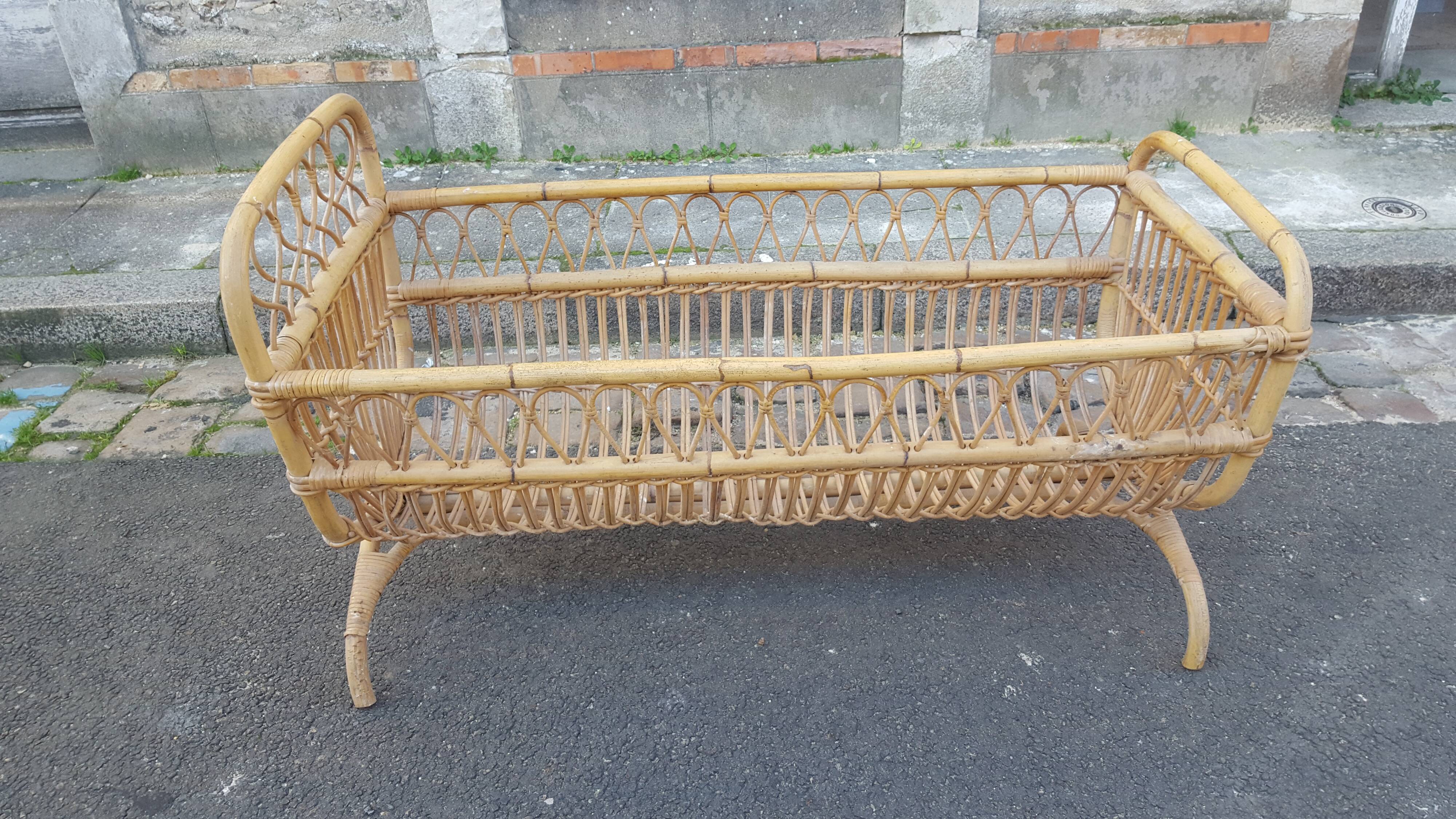 Rattan and bamboo child bed