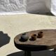 Small stool or small oval side table in solid teak wabi-sabi H24 53