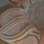 Table fleur en bambou et rotin attr. à Vivai Del Sud