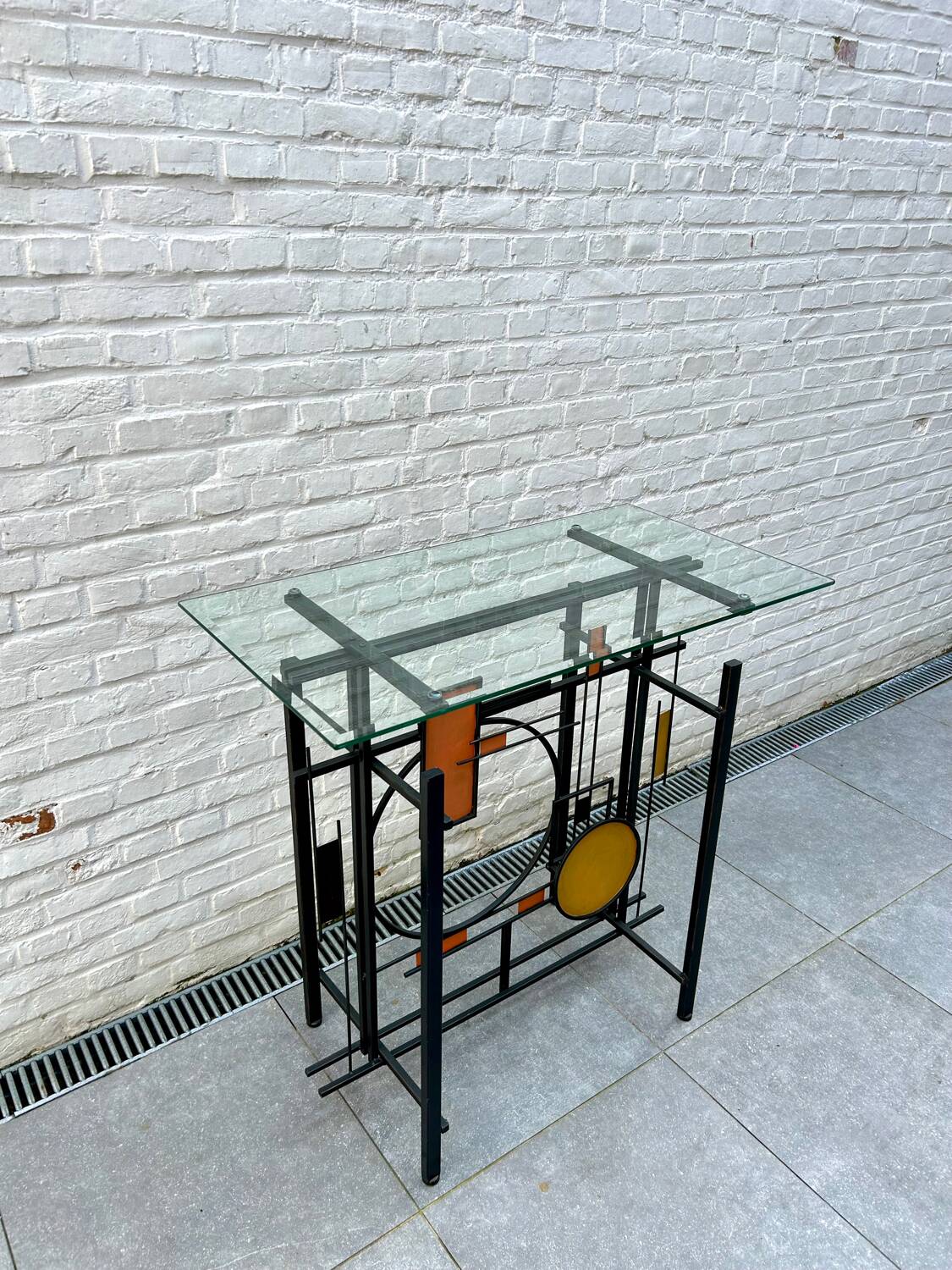 Postmodernist geometric console from the 1980s.