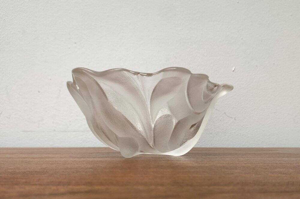 Vintage heavy floral glass bowl from Walther Glas, 1970s.