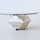 Diamond shaped coffee table in white travertine Italy 1960