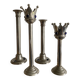 Set of 4 Art Deco candlesticks in silver-plated metal and lapis lazuli