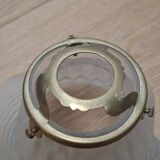 Abat-jour tulipe verre dépoli et laiton 50s