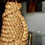 Lampe vintage en jonc tressé et bambou