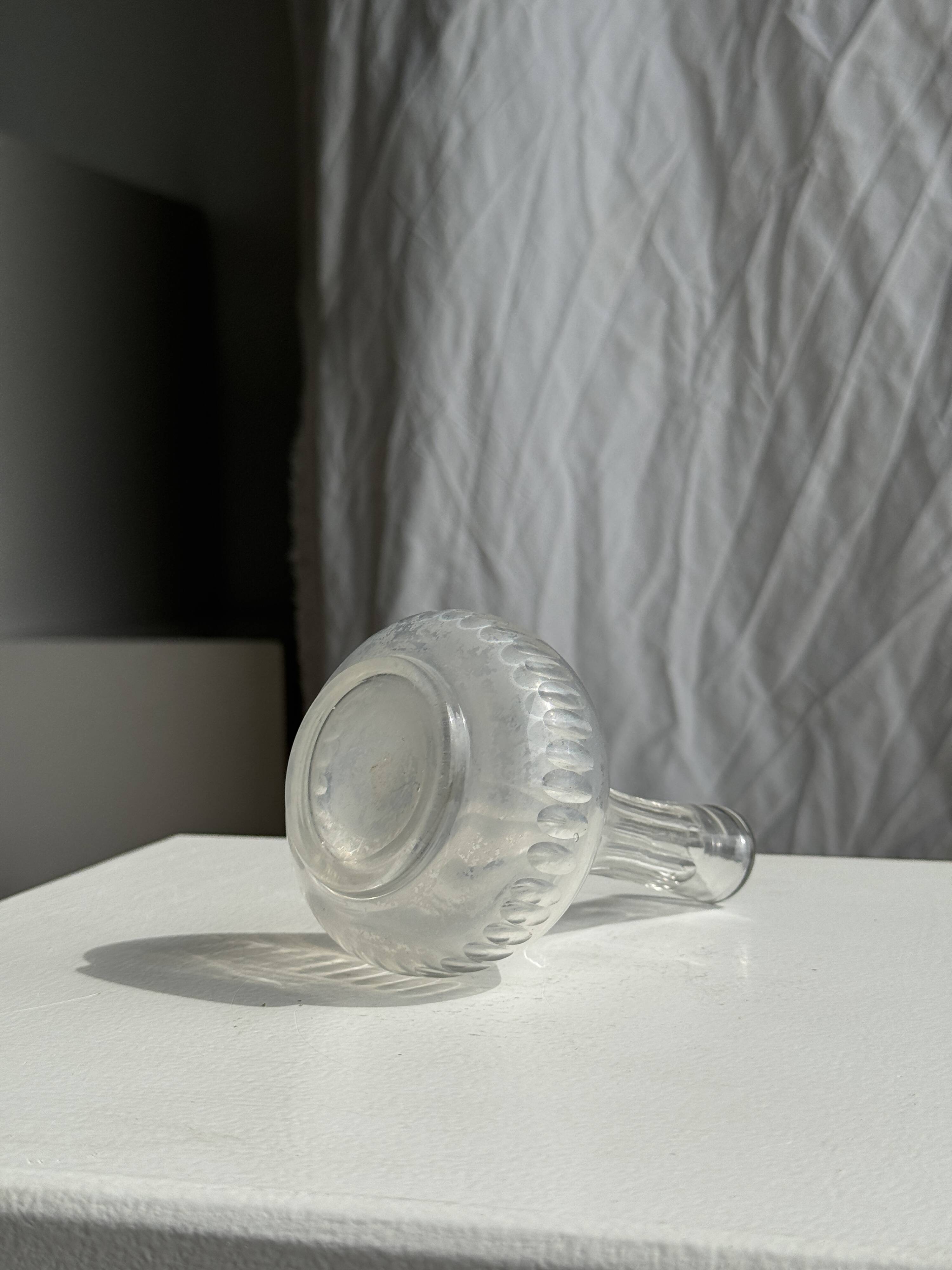 Mini vintage glass soliflore vase with ball belly H12.5