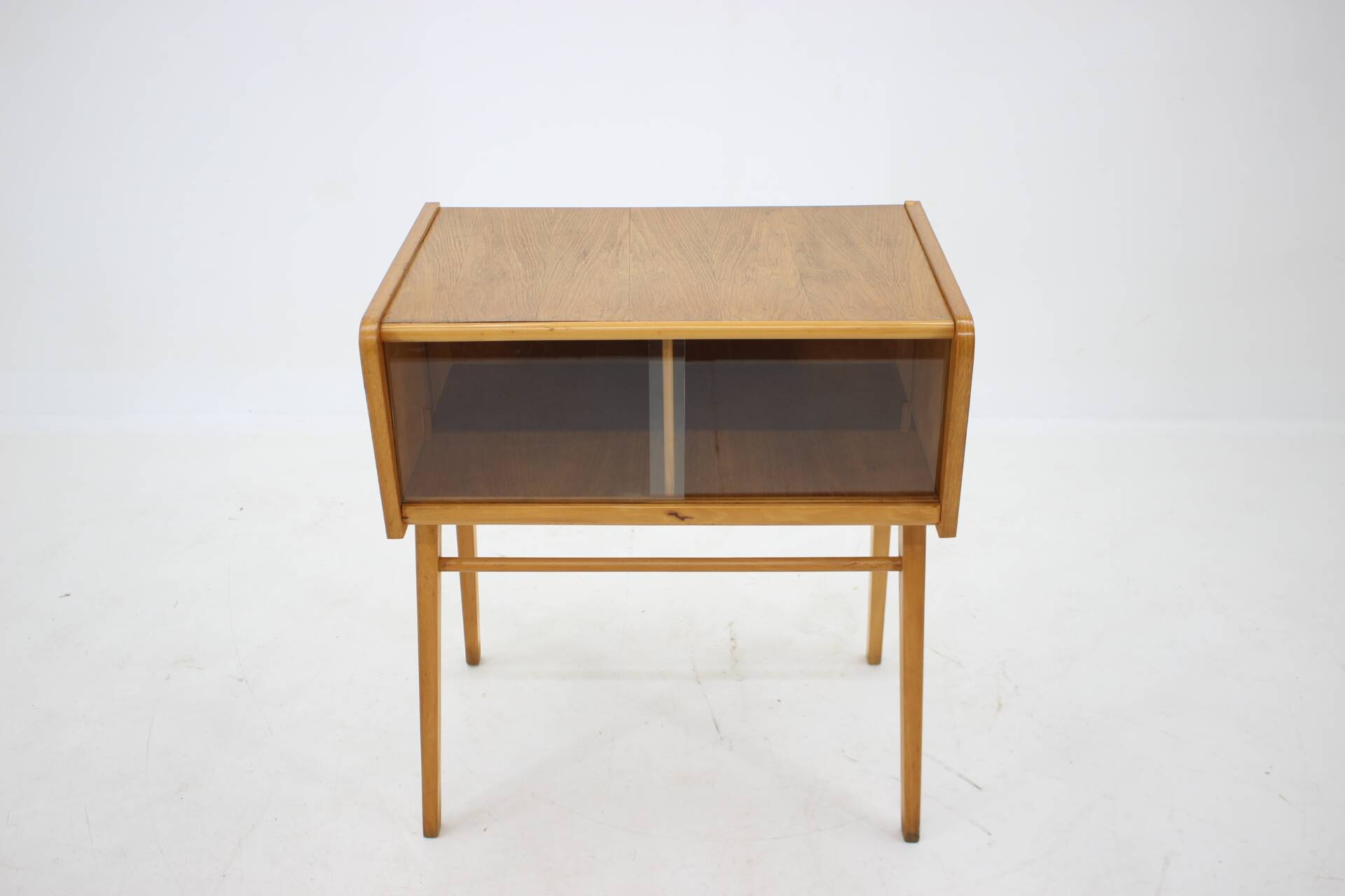 1960s Oak and Glass Cabinet, Czechoslovakia