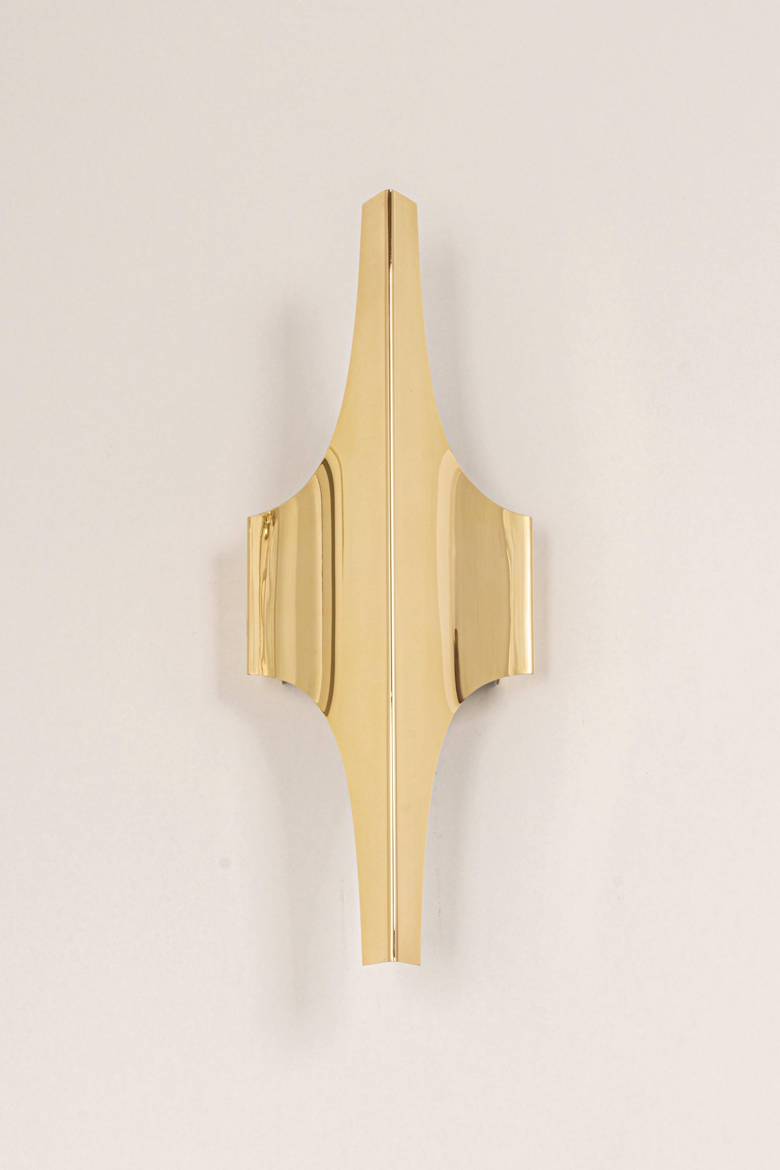 Brass and glass wall sconces by Doria, Germany, 1970s