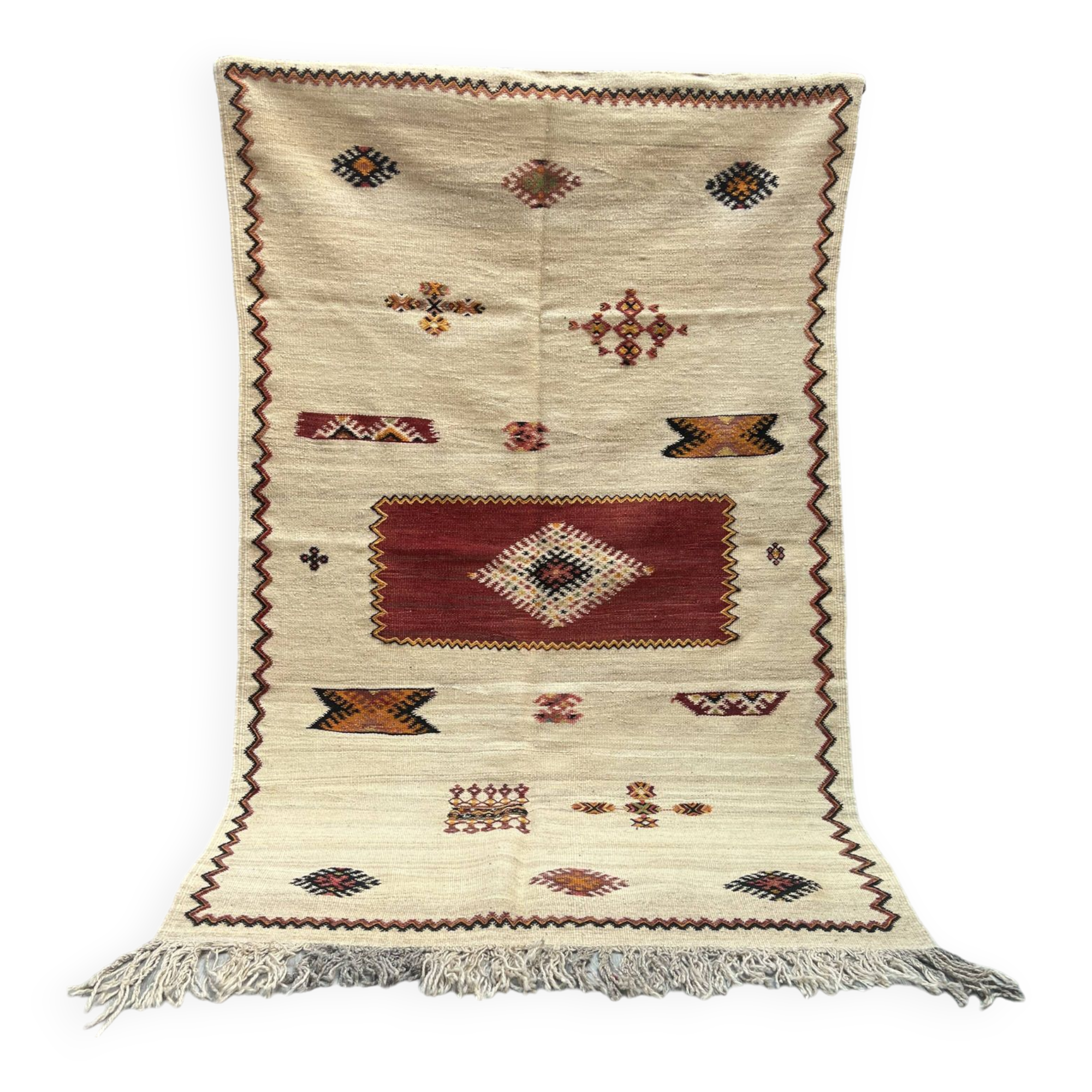 Handwoven Moroccan Rug, Tribal Rug, Taznakht Tribe Kilim Rug