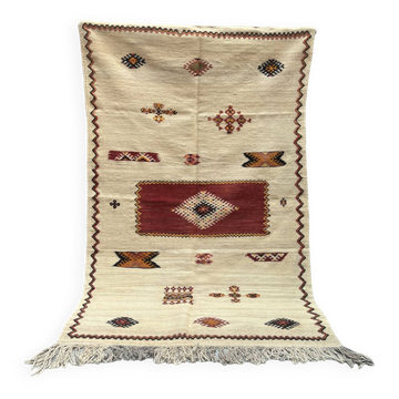 Handwoven Moroccan rug, tribal rug, Kilim rug from the Taznakht tribe.