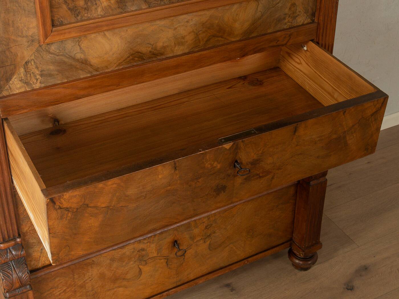 Antique secretary desk from the 1880s, walnut, restored