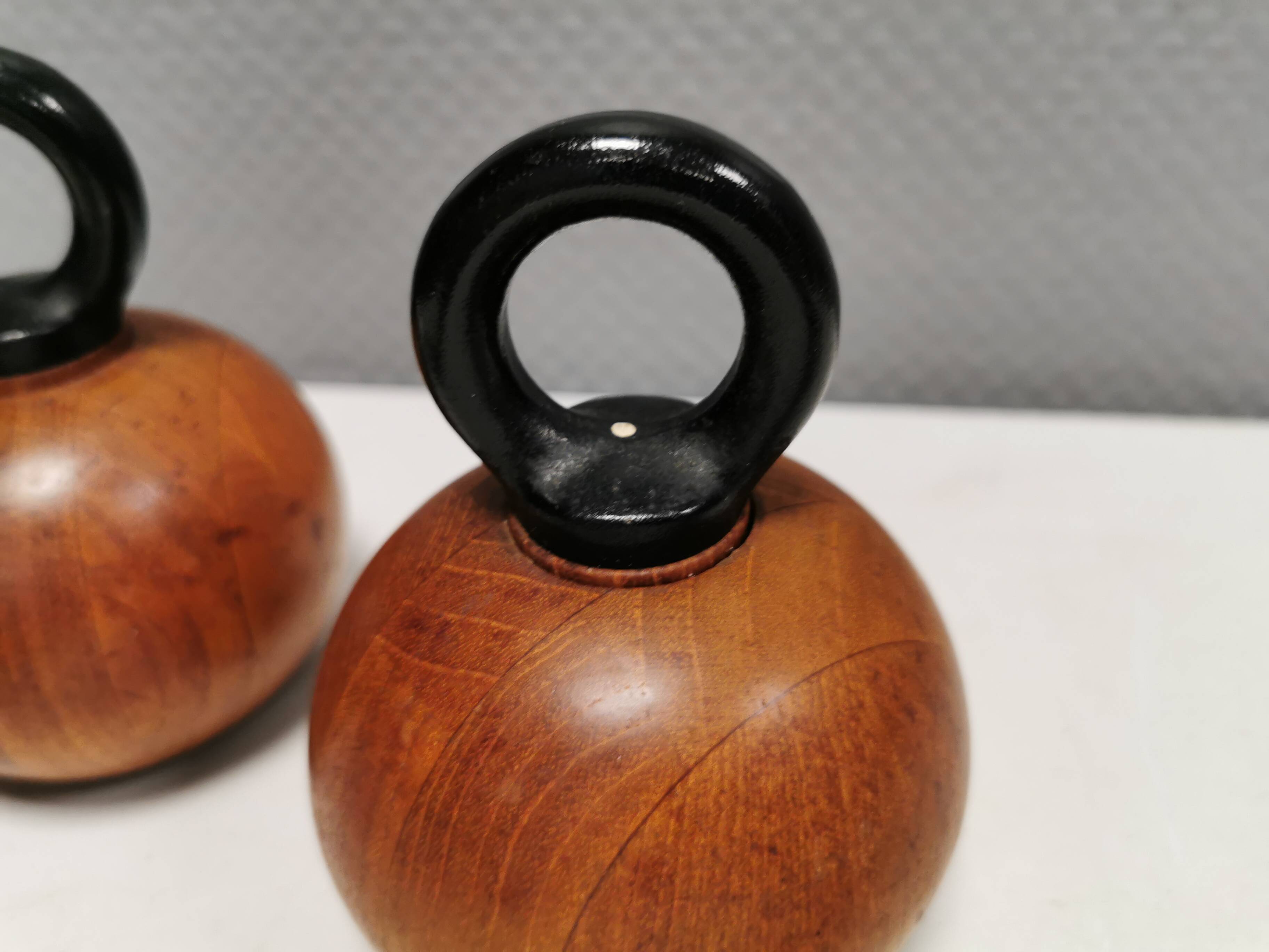 Pepper and salt grinders designed by nissen denmark in teak