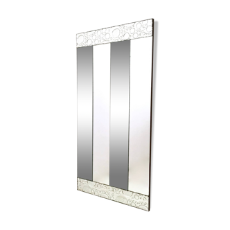 Postmodern Bicolor Rectangular Wall Mirror with Wooden Frame, Italy