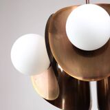 Vintage Italian Copper and Opaline Chandelier, 70s