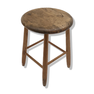 Tabouret bas rustique scandinave en bouleau des années 1950