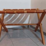 Hocker / Puff Leder & Holz années 1970