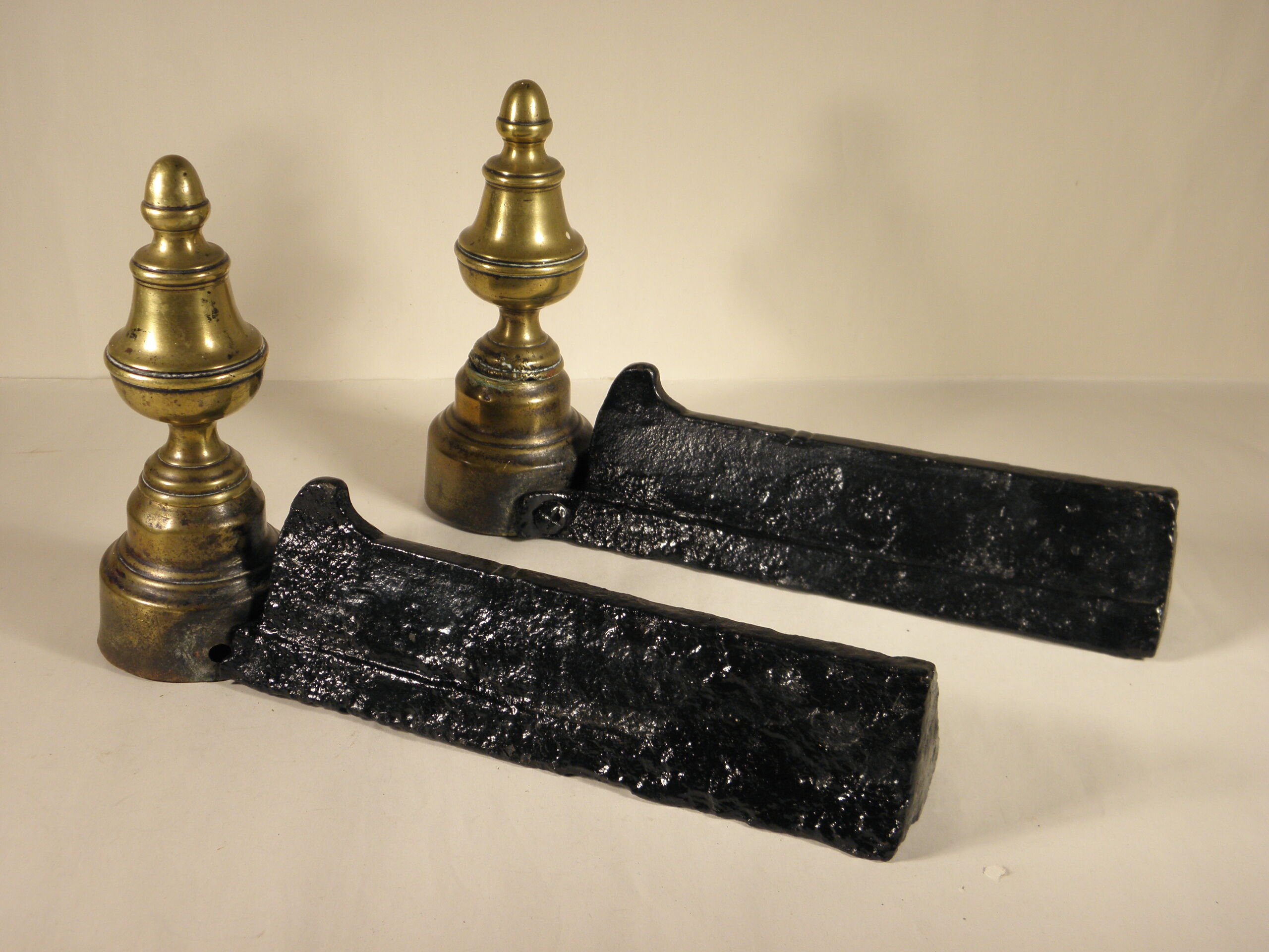 Pair of brass and cast iron chenets