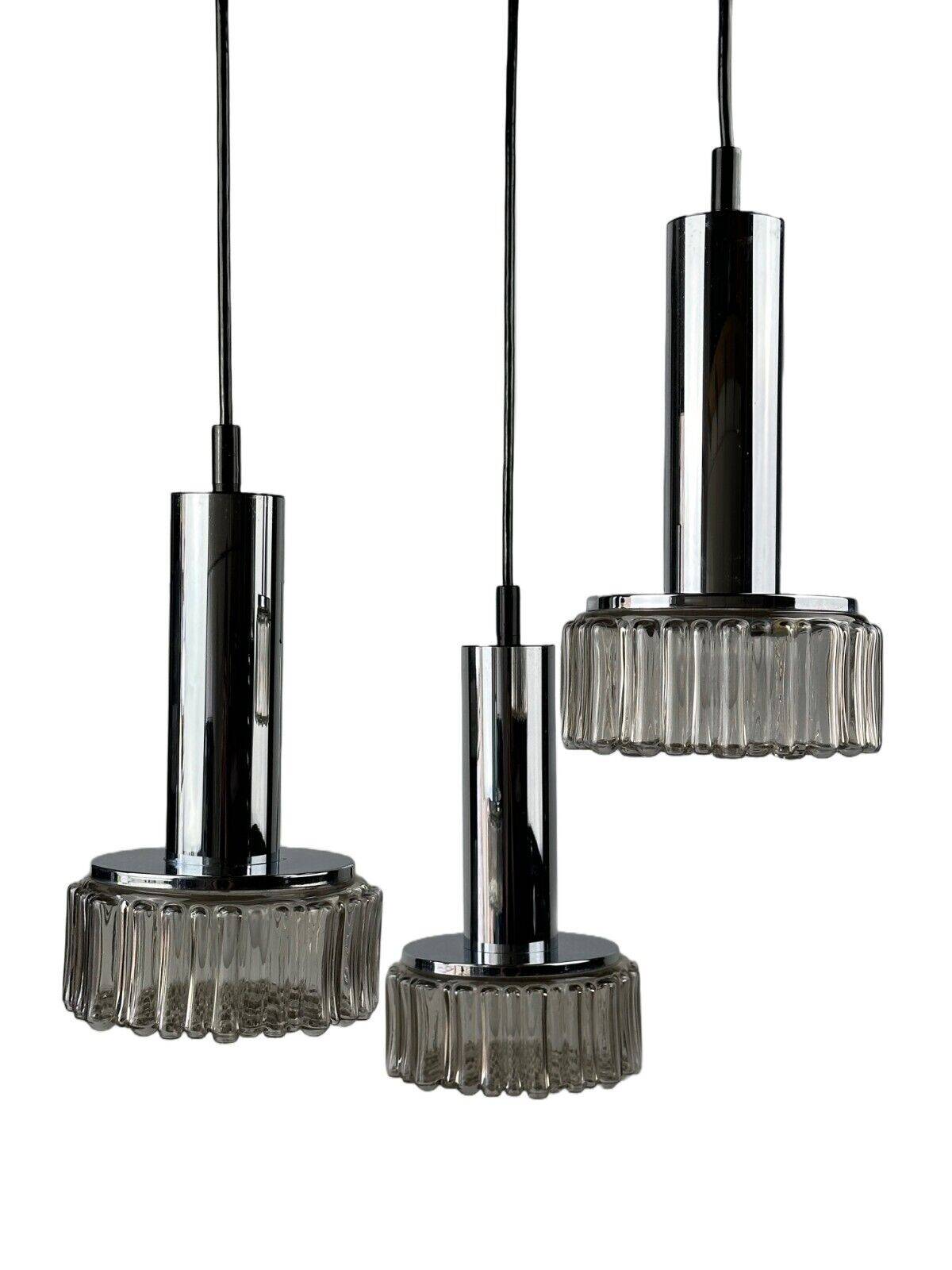 60s 70s 3-flame cascade lamp from Staff Leuchten Germany chrome glass