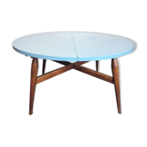 Table basse scandinave « smørrebrød » bleue, 1960