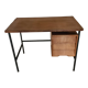 Old wood and metal desk 3 drawers 50s