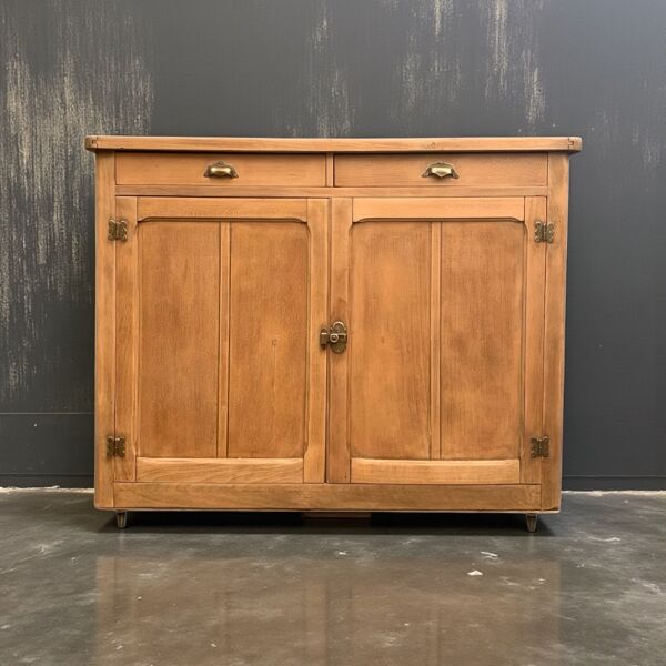 Grand buffet parisien billot et charnières papillons bois brut 1930