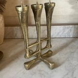 Vintage solid brass brutalist candle holder