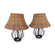Pair of rattan bedside lampshade
