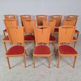 12 orange Baumann chairs 1970s
