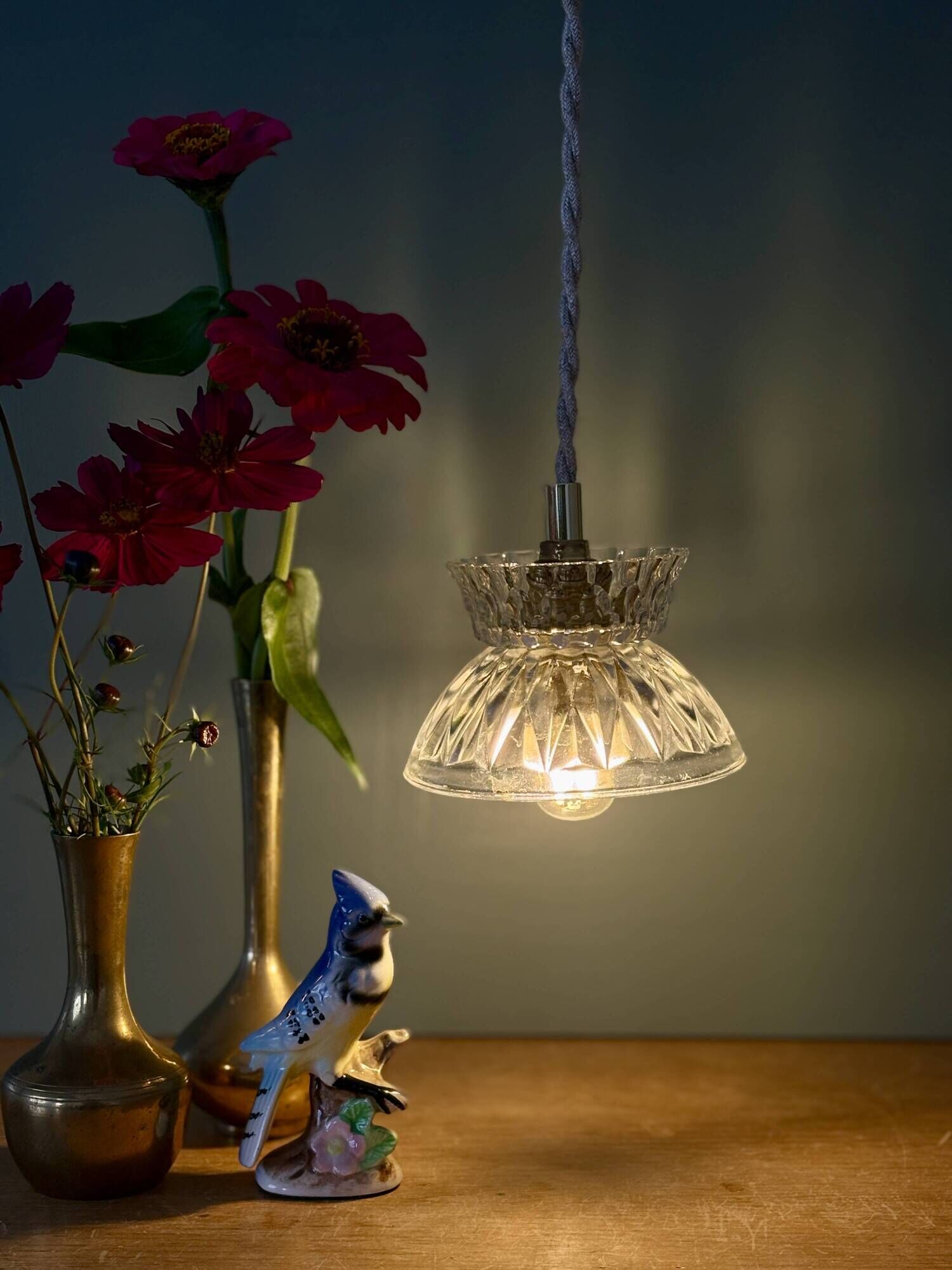 Vintage glass pendant light - tableware collection (UD1)