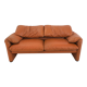 Maralunga leather cognac sofa by Vico Magistretti