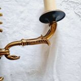 Pair of Empire style wall sconces in gilded bronze and Empire green, mid