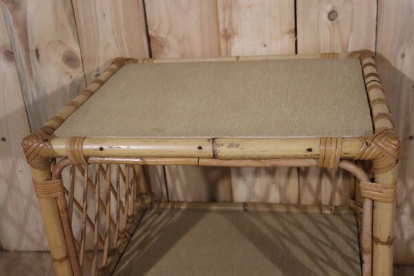 Petite table d'appoint rotin vintage