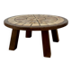 Round coffee table in ceramic and wood in the style of Roger Capron.