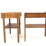 Set of 2 teak and oak bedside tables, Sweden, 1960