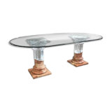 Dinning table by fabianart with 2 doric columns marble & acrylic - italy 1980's