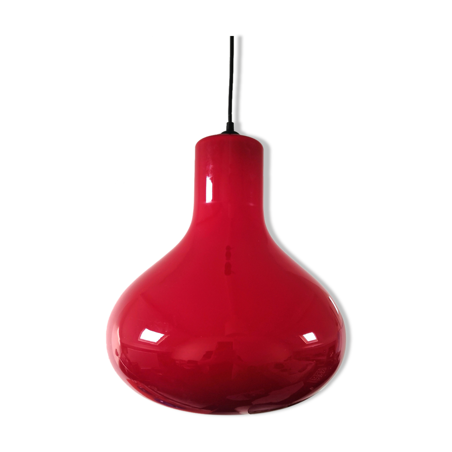 Suspension in red opaline design 70s