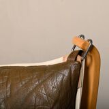 Sigurd Ressell Falcon Chair with Ottoman in brown leather for Vatne Møbler