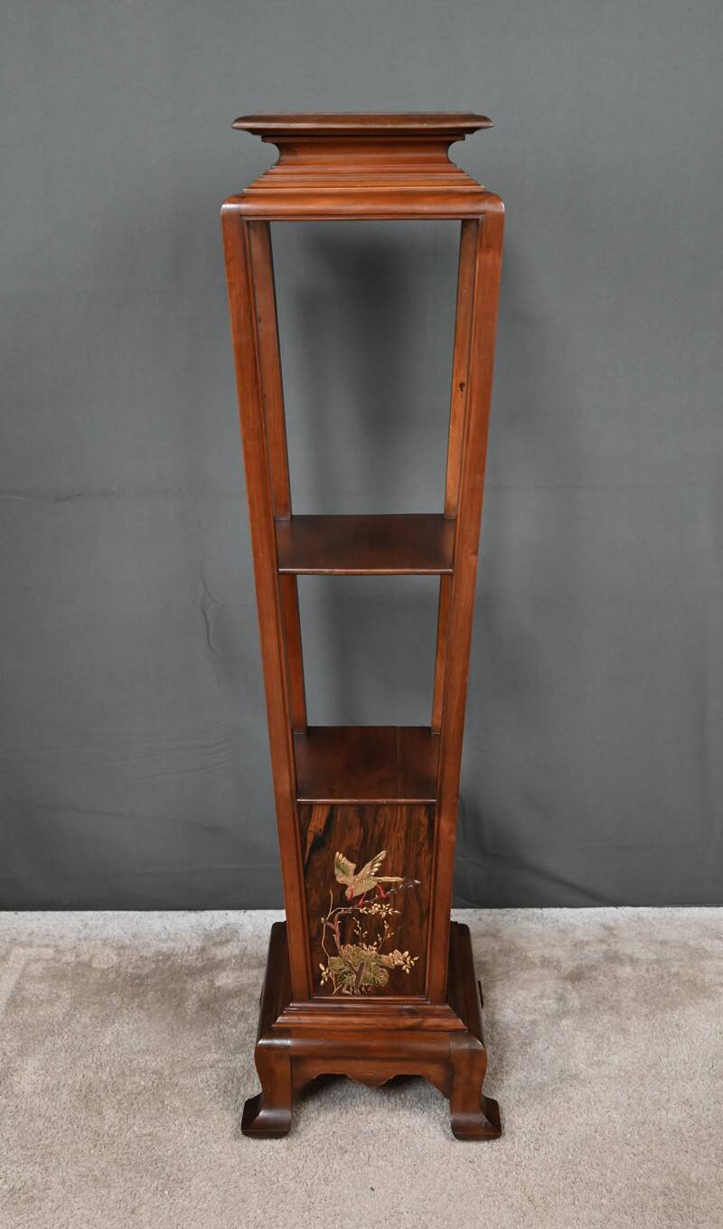Large Cherry & Walnut Stool, Asian style – Early 20th century