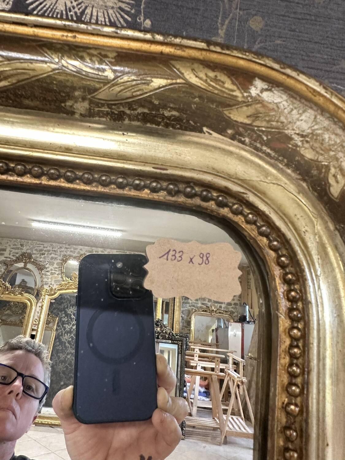 Louis Philippe silver mirror 133 x 98