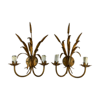 Pair of wheat ear sconces 70s